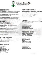 Town And Country Inn And Resort In The White Mountains Of New Hampshire menu