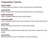 North Indian Flavour menu