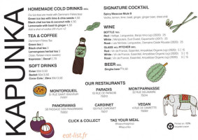 Kapunka Vegan menu