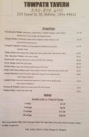 Towpath Tavern menu