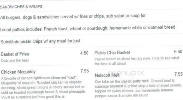 Nelscott Cafe menu