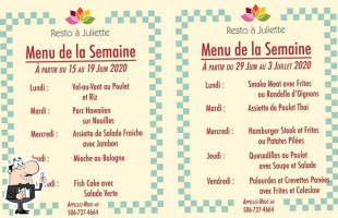 Resto à Juliette menu