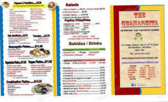 The Guanaquita Resteraunt menu