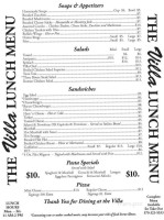 The Villa menu