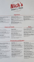 Nick's Diner Pizza menu