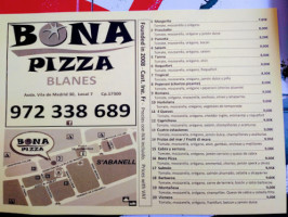 Bona Pizza menu