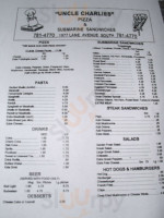 Uncle Charlies menu