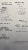 Baxter Transportation menu