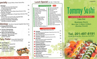 Tommy Sushi menu