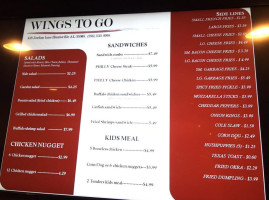 Wings To Go menu