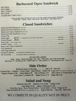 Barney's Hickory Pit menu