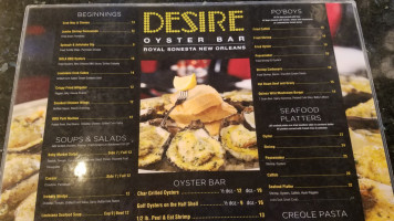 Desire Oyster menu