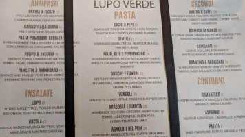 Lupo Verde Osteria Palisades menu