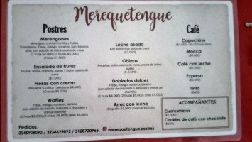 Merequetengue Pavas menu