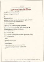 Lavvotunet Kafe Og Biffhus menu