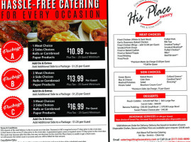 His Place Eatery menu