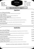 Heritage menu