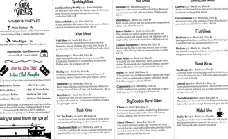 Urban Vines Winery Brewery menu