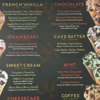 Cold Stone Creamery menu