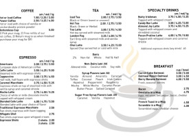 Higher Grounds Coffee Shop menu