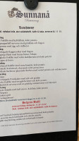 Sunnanå Restaurang menu