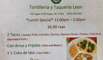 Tortilleria Y Taqueria Leon food