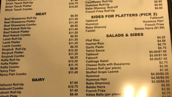 Shawarma Falafel menu