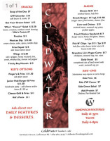 Coldwater menu