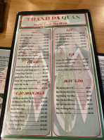 Thanh Da Quan menu