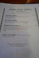 Oakland Grill menu