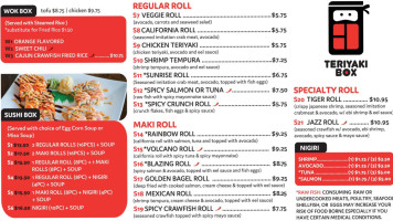 Teriyaki Box menu