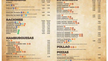 Casa Becerra menu