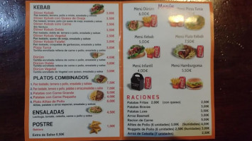 Pak Doner Kebab menu