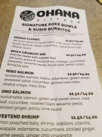 Ohana Kitchen menu