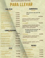 La Racha menu