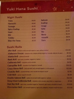 Yuki Hana Sushi Grill menu