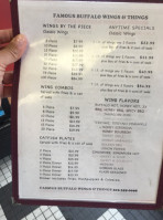 Famous Buffalo Wings menu