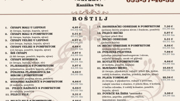 Bistro Pizzeria Tomislav menu