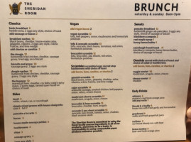 The Sheridan Room menu