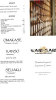 Wabi-sabi Sushi menu