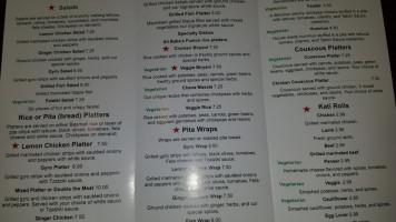 Ali Baba's Fusion menu