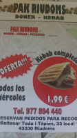 Pak Riudoms Doner Kebab menu