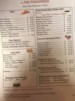 Ponderosa Sportsman's Club menu