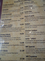 Woodfire Kabob menu