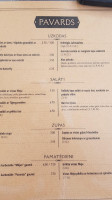 Kafejnīca Pavards menu