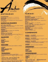 Âmbar Sushi menu