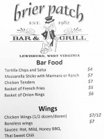 Brier Patch Grill menu