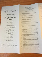 Thai Siam menu