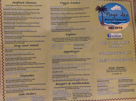 Playa Azul menu