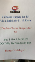 Dairy Queen Grill Chill menu